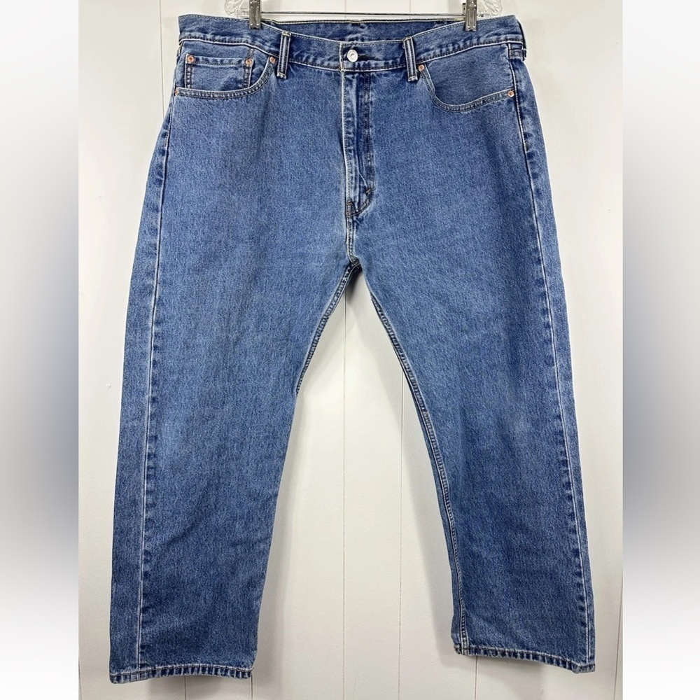 Levis Men's Sz 42x30 Classic 505 Regular Fit Denim Blue Jeans Straight Leg